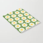 Retro Green Daisy Pattern Notebook Gallery Image 2