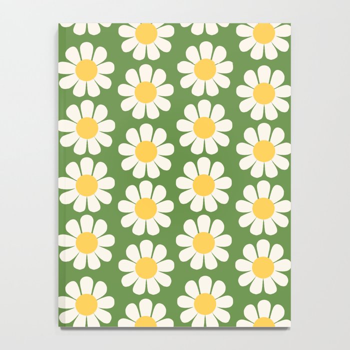 Retro Green Daisy Pattern Notebook Gallery Image 4