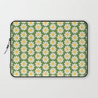Retro Green Daisy Pattern Laptop Sleeve Gallery Image 1
