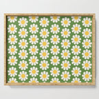 Retro Green Daisy Pattern Serving Tray Gallery Image 1