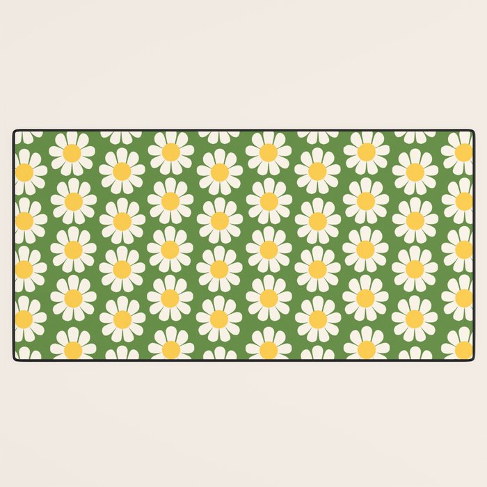 Retro Green Daisy Pattern Desk Mat Gallery Image 3