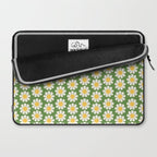 Retro Green Daisy Pattern Laptop Sleeve Gallery Image 2