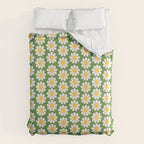 Retro Green Daisy Pattern Duvet Cover Gallery Image 6