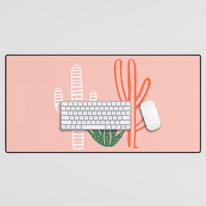 Hand drawn cactus plant art Desk Mat Gallery Image 1