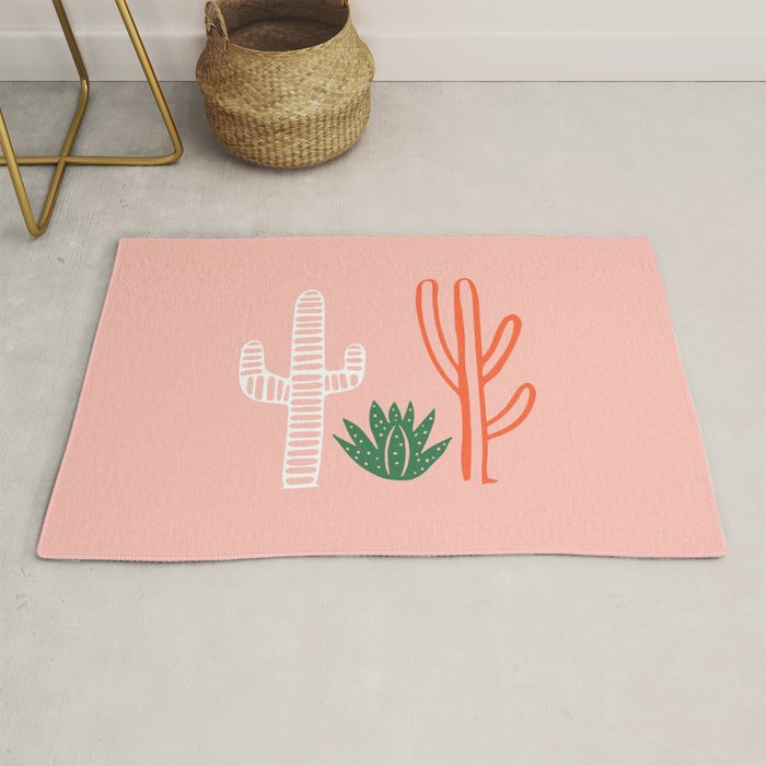 Hand drawn cactus plant art Rug Gallery Image 1