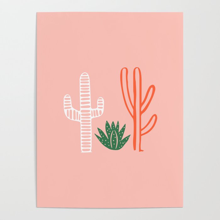 Hand drawn cactus plant art Poster Gallery Image 4