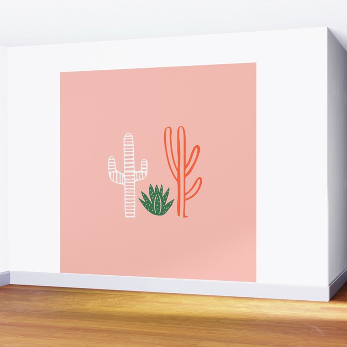 Hand drawn cactus plant art Wall Mural Gallery Image 2