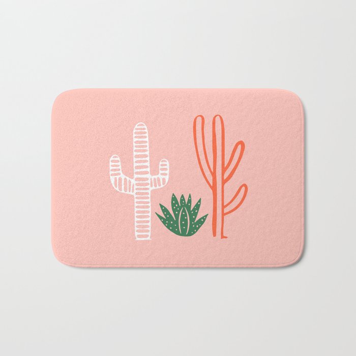 Hand drawn cactus plant art Bath Mat Gallery Image 1