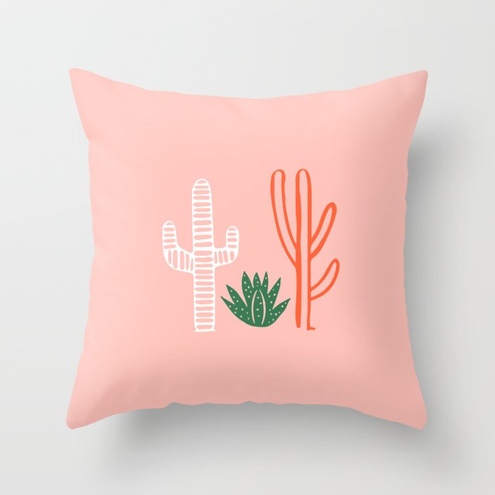 Hand drawn cactus plant art Throw Pillow Gallery Image 6