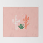 Hand drawn cactus plant art Throw Blanket Gallery Image 2