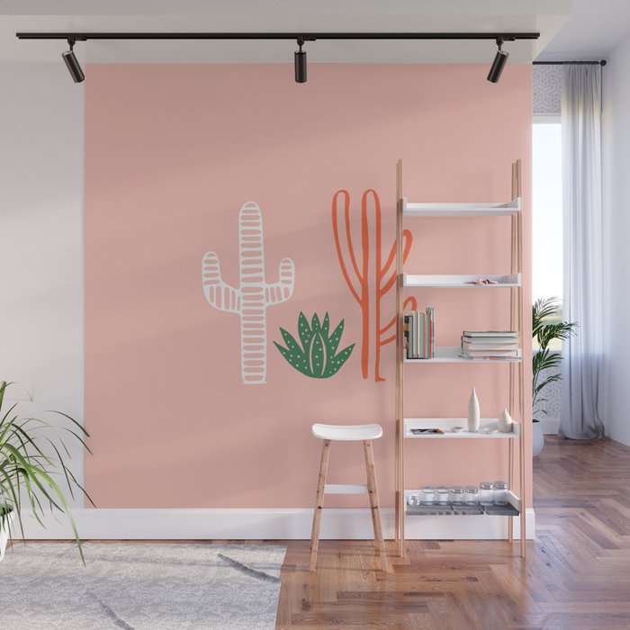 Hand drawn cactus plant art Wall Mural Gallery Image 1