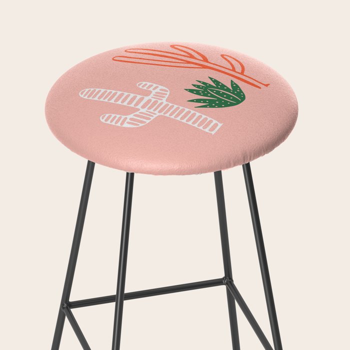 Hand drawn cactus plant art Stool Gallery Image 2