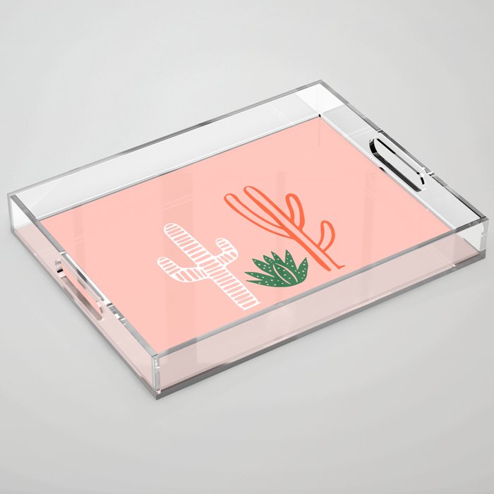 Hand drawn cactus plant art Acrylic Tray Gallery Image 1