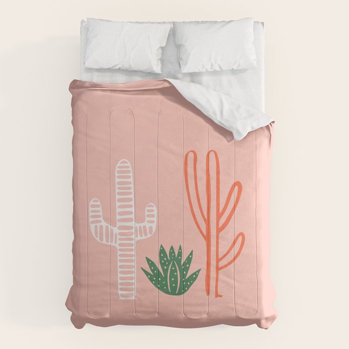 Hand drawn cactus plant art Comforter Gallery Image 1