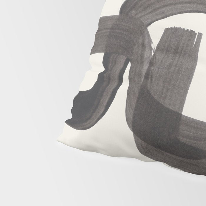 Black Ink Paint Brush Strokes Wiggles Mid Century Modern Pillow Sham Gallery Image 4