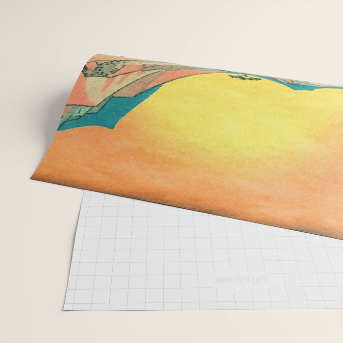 Sunrise at Shinzenn - Nature Ukiyo Landscape in Green, Blue and Orange Wrapping Paper Gallery Image 2