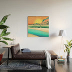 Sunrise at Shinzenn - Nature Ukiyo Landscape in Green, Blue and Orange Wood Wall Art Gallery Image 2