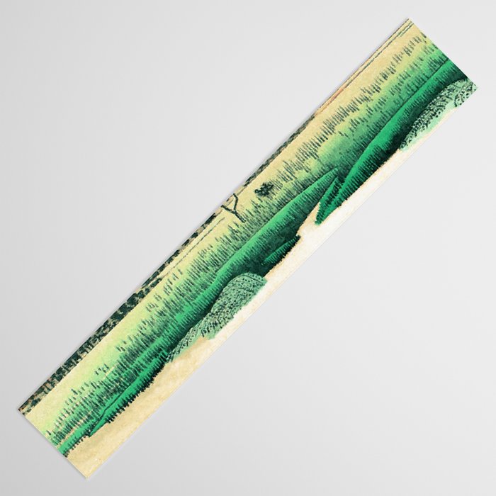 Sunrise at Shinzenn - Nature Ukiyo Landscape in Green, Blue and Orange Table Runner Gallery Image 3