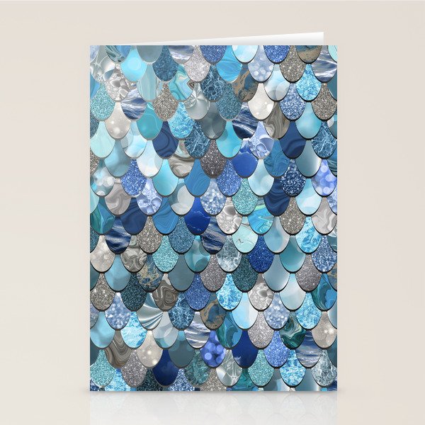 Mermaid Ocean Blue Pattern Stationery Card Gallery Image 2