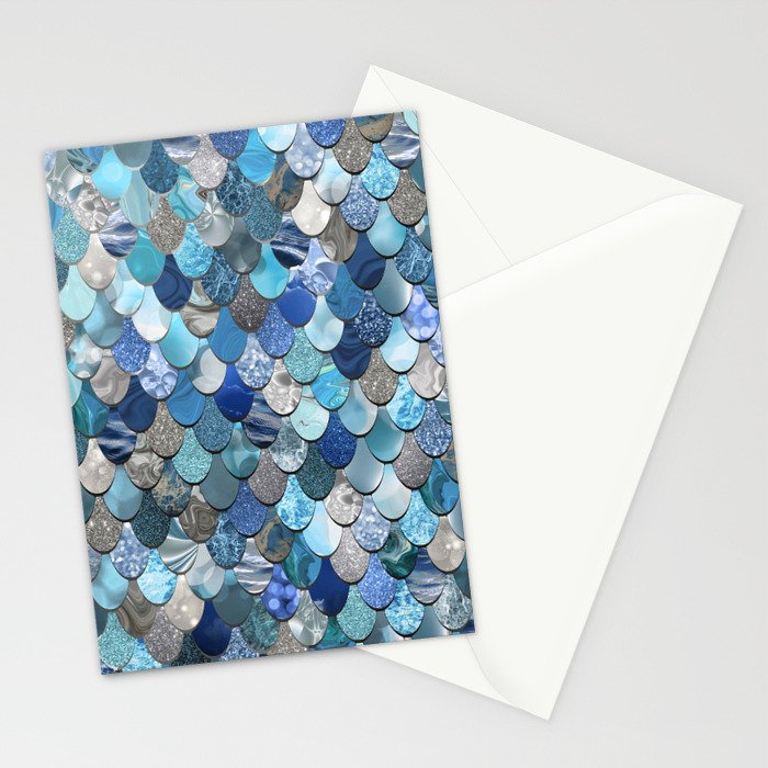 Mermaid Ocean Blue Pattern Stationery Card Gallery Image 2