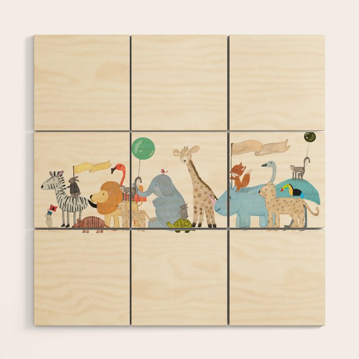 little safari parade Wood Wall Art Gallery Image 1