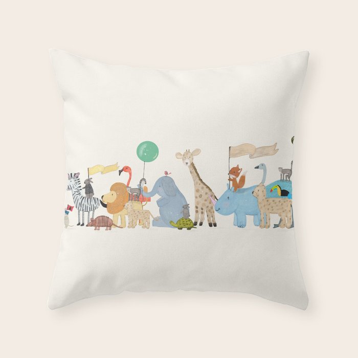 little safari parade Throw Pillow Gallery Image 6