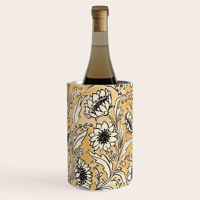 Sunflowers - black and ochre on cream Wine Chiller Gallery Image 3