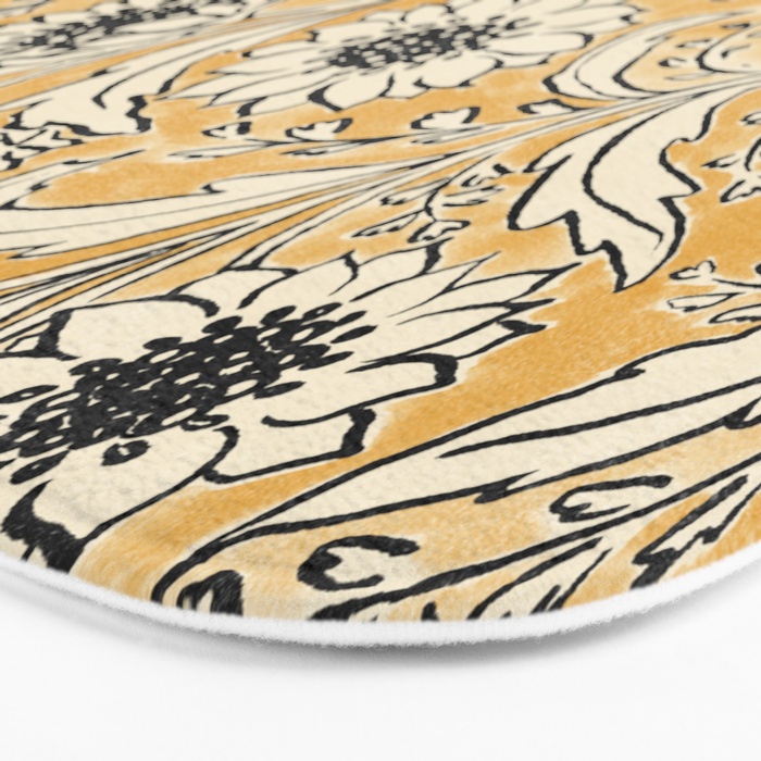 Sunflowers - black and ochre on cream Bath Mat Gallery Image 3