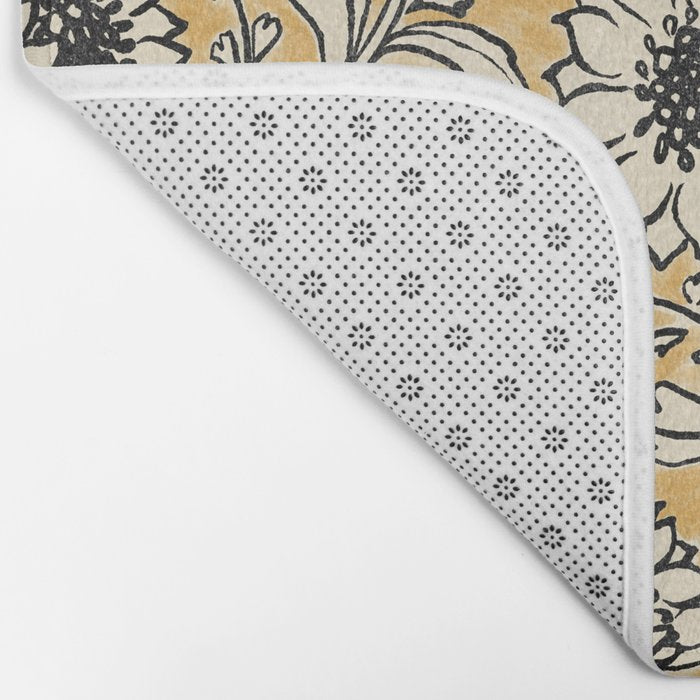 Sunflowers - black and ochre on cream Bath Mat Gallery Image 2