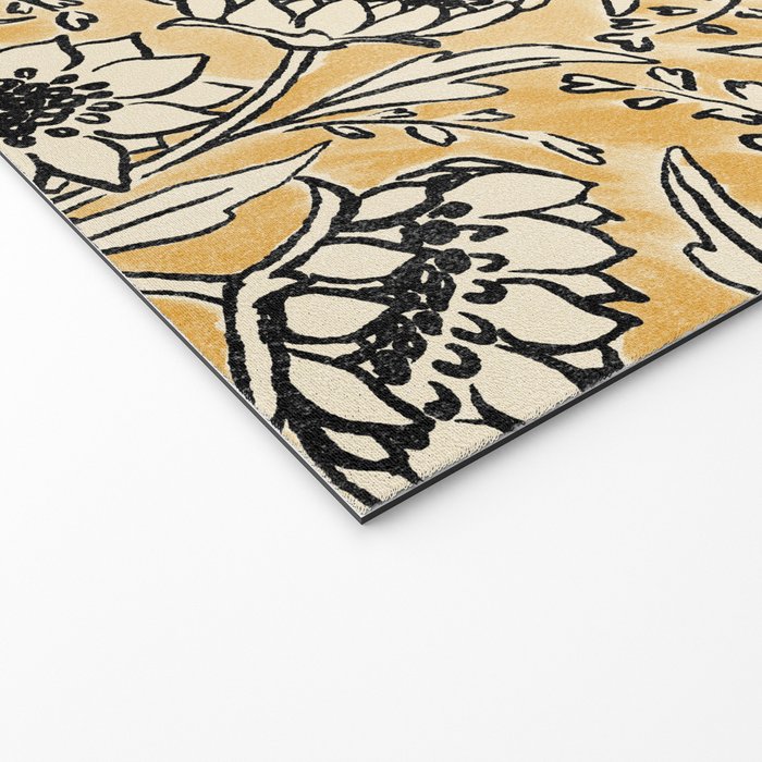 Sunflowers - black and ochre on cream Welcome Mat Gallery Image 2