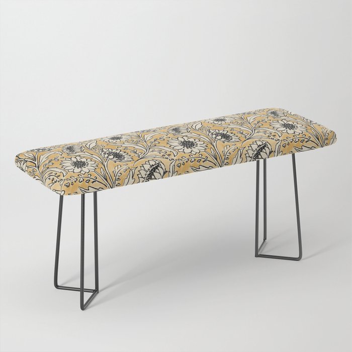 Sunflowers - black and ochre on cream Bench Gallery Image 1