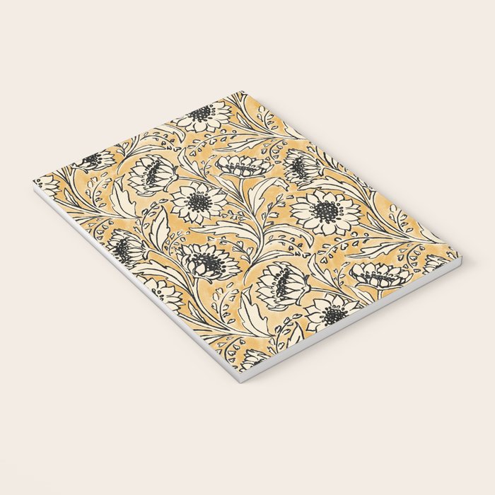 Sunflowers - black and ochre on cream Notebook Gallery Image 3
