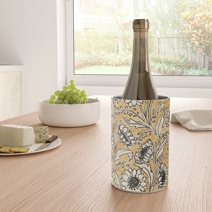 Sunflowers - black and ochre on cream Wine Chiller Gallery Image 4