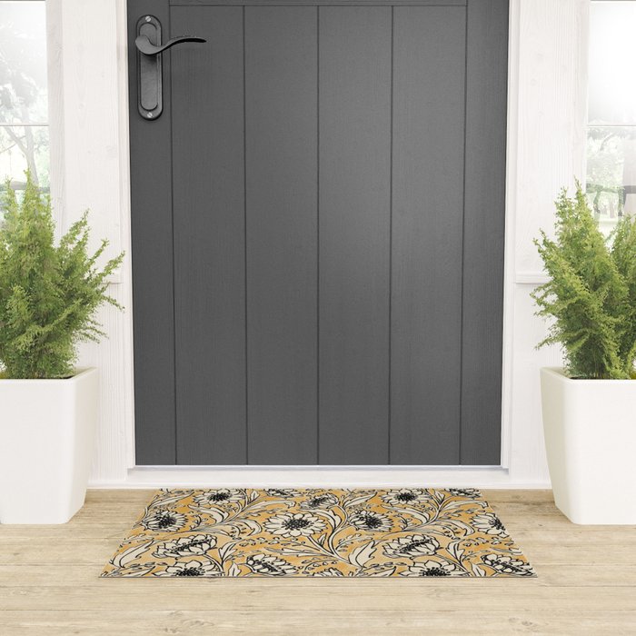 Sunflowers - black and ochre on cream Welcome Mat Gallery Image 3