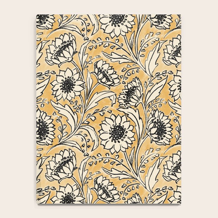 Sunflowers - black and ochre on cream Notebook Gallery Image 4
