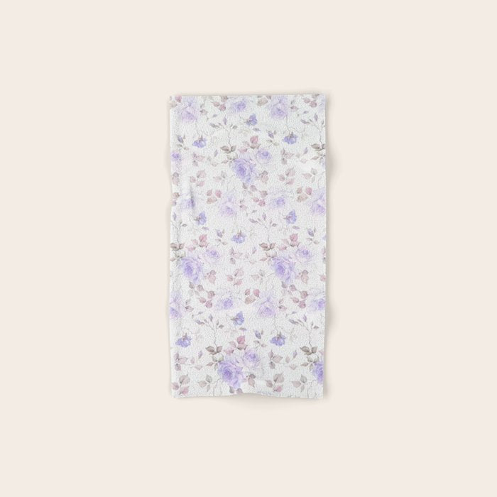 Lavender gray elegant vintage roses floral Bath Towel Gallery Image 1