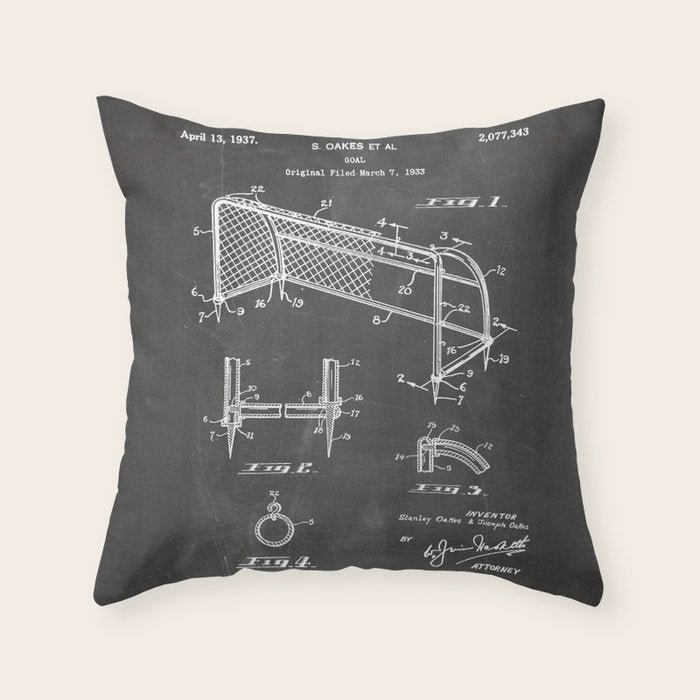 Soccer Patent - Soccer Goal Art - Black Chalkboard Throw Pillow Gallery Image 6