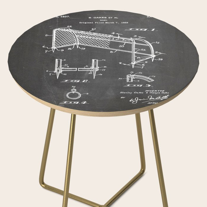 Soccer Patent - Soccer Goal Art - Black Chalkboard Side Table Gallery Image 2