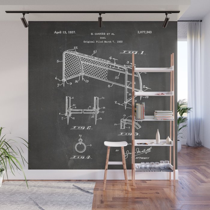 Soccer Patent - Soccer Goal Art - Black Chalkboard Wall Mural Gallery Image 1