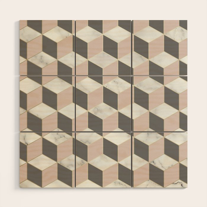 Blush Marble Cube Wood Wall Art Gallery Image 1