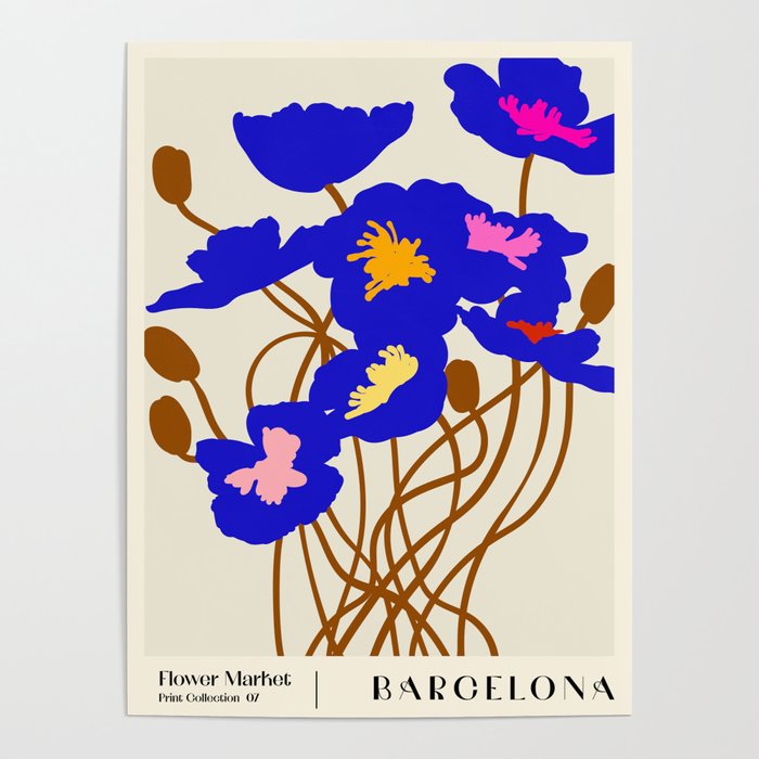 Flower Market, Barcelona, Modern botanical style Poster Gallery Image 4