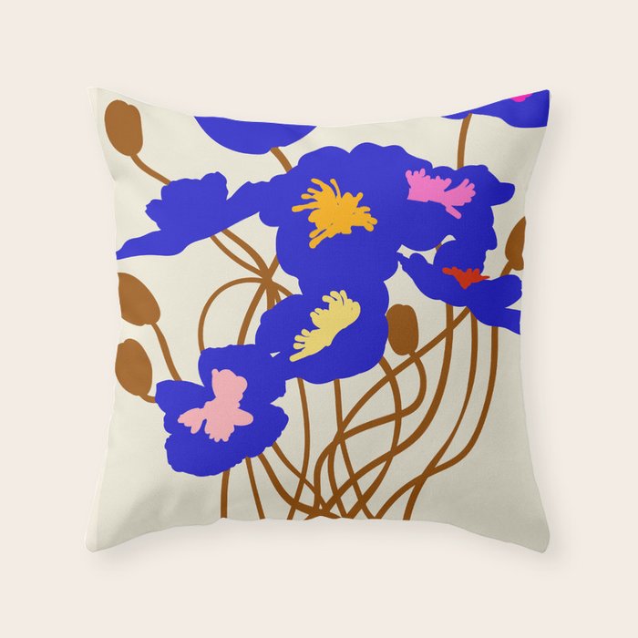 Flower Market, Barcelona, Modern botanical style Throw Pillow Gallery Image 1