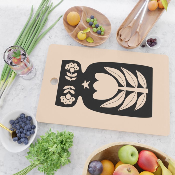 Black and White Minimalist Vase  Cutting Board Gallery Image 2