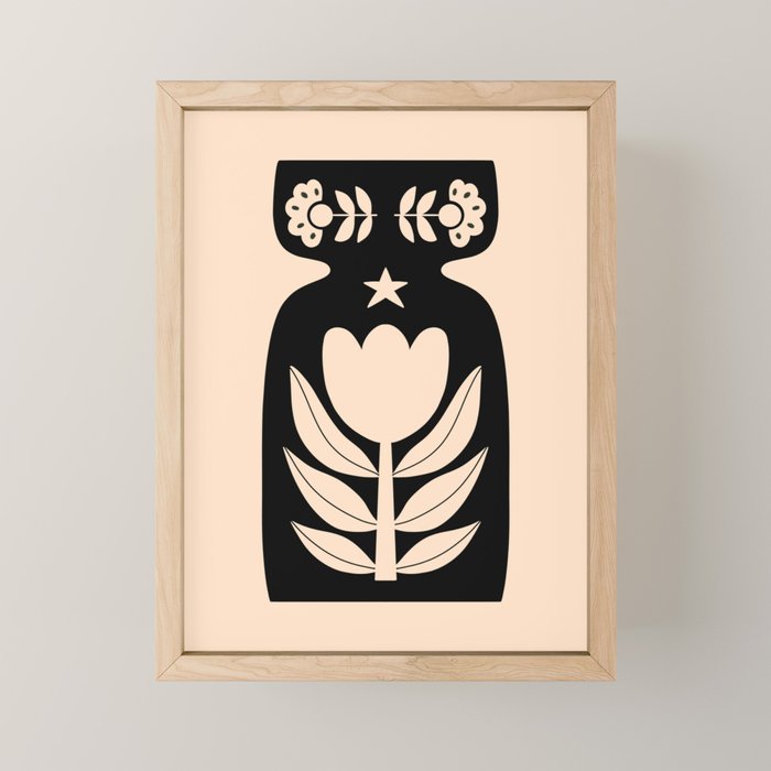 Black and White Minimalist Vase  Mini Art Print Gallery Image 1