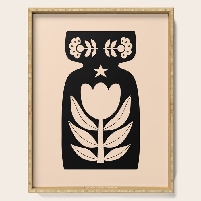 Black and White Minimalist Vase  Serving Tray Gallery Image 1