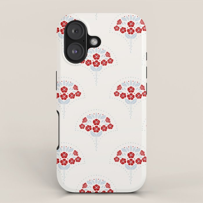 Heritage-Inspired Red and Blue Flowers iPhone Case Gallery Image 1