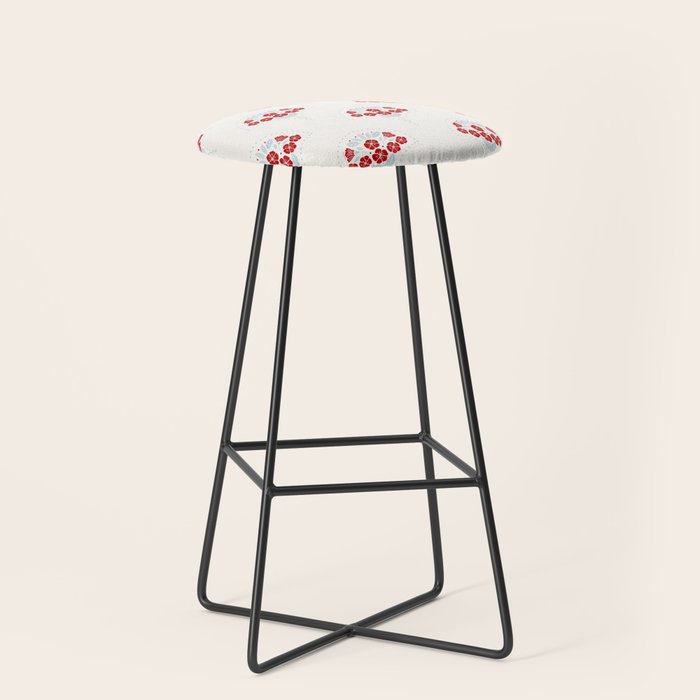 Heritage-Inspired Red and Blue Flowers Stool Gallery Image 1