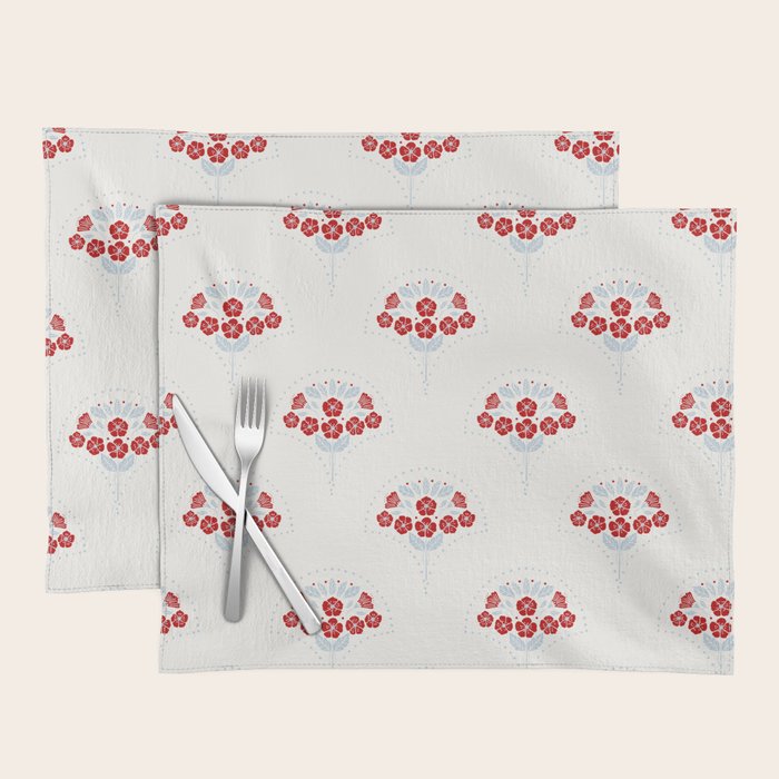 Heritage-Inspired Red and Blue Flowers Placemat Gallery Image 1