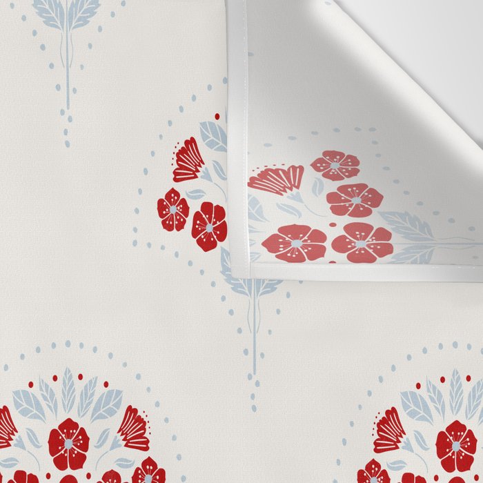 Heritage-Inspired Red and Blue Flowers Wall Tapestry Gallery Image 3