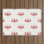 Heritage-Inspired Red and Blue Flowers Outdoor Rug Gallery Image 1